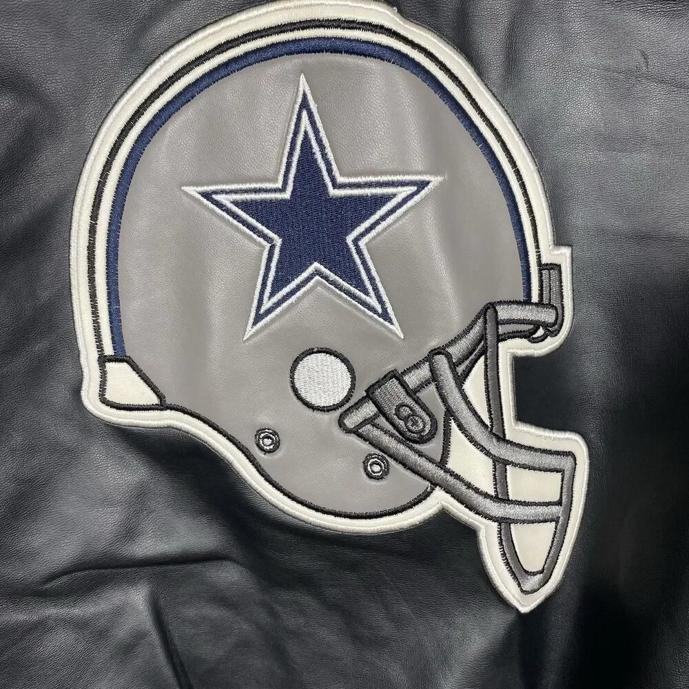 Vintage Dallas Cowboys Faux Leather Jacket G-III Mens Medium NFL Football Coat